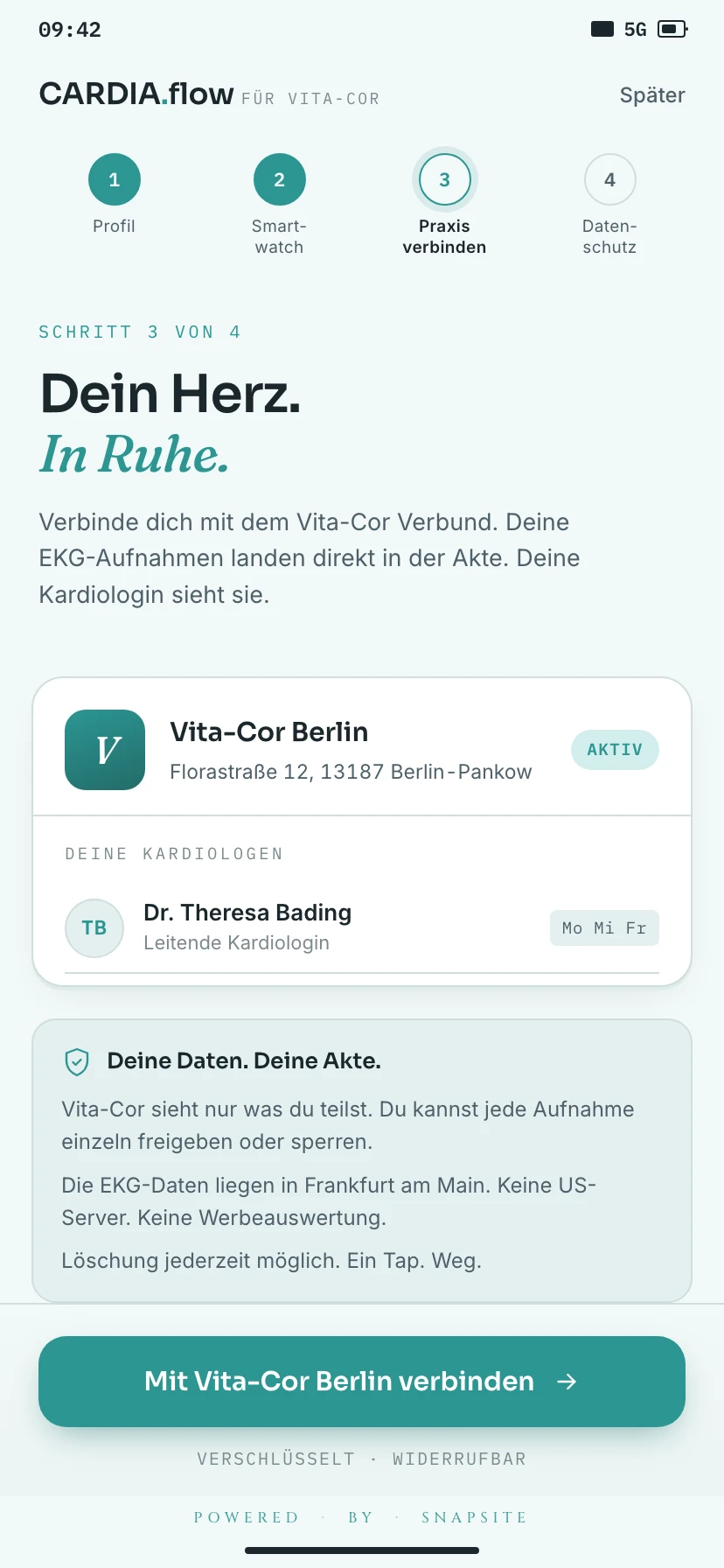 Onboarding mit Praxis-Verbindung